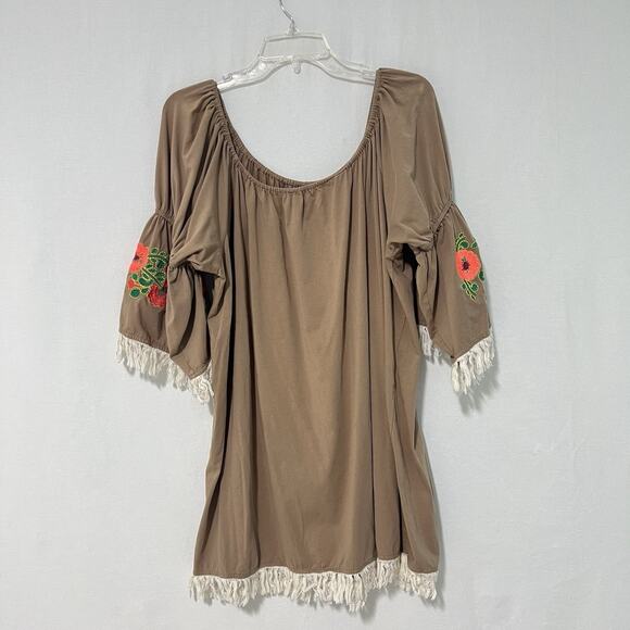 Umgee USA Blouse Womens 2XL Embroidered Boho Peasant Tunic Top Cottagecore - Picture 8 of 12